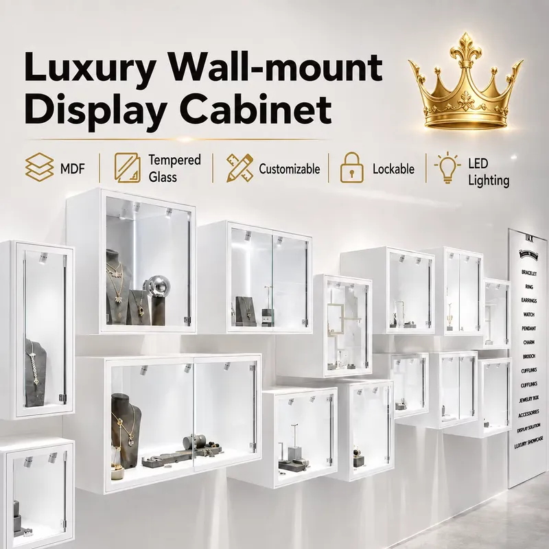 Jewelry And Watches Stores - Vitrina de exhibición LED blanca personalizada,