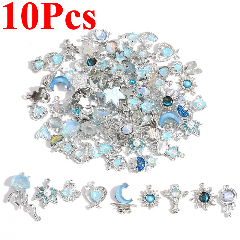 Moon Star Earrings - 10 Piezas de Dijes de Aleación