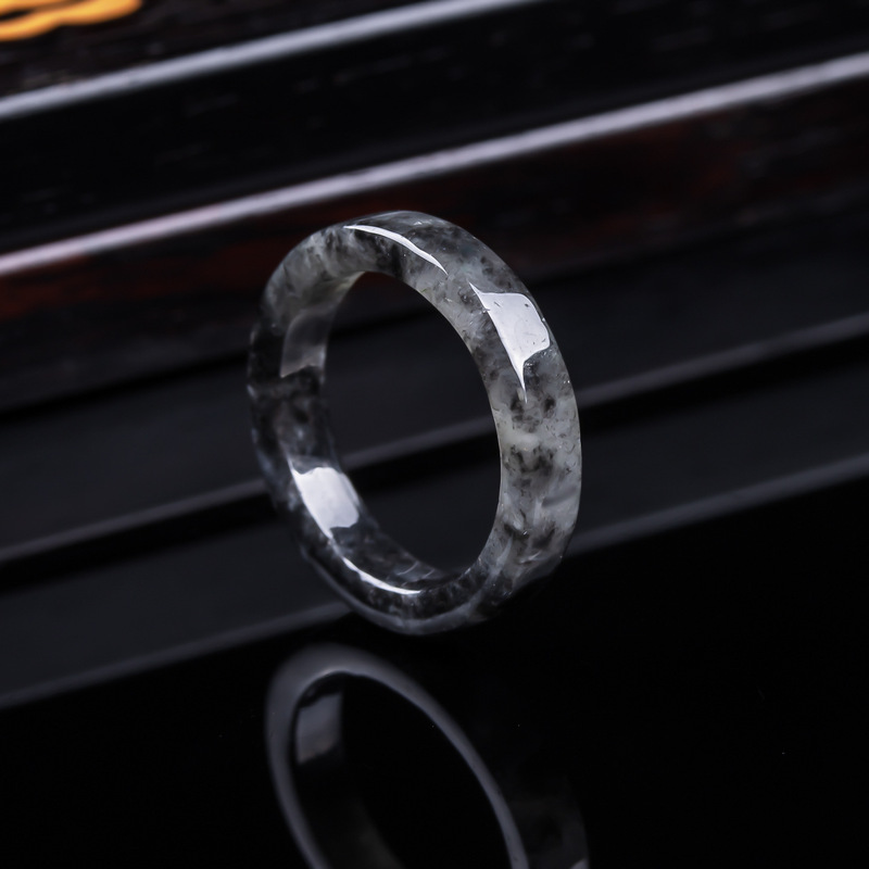 Jewelry & Watches Spółka Z Ograniczoną Odpowiedzialnością Sp Z Oo - Anillo de jadeíta negra birmana natural