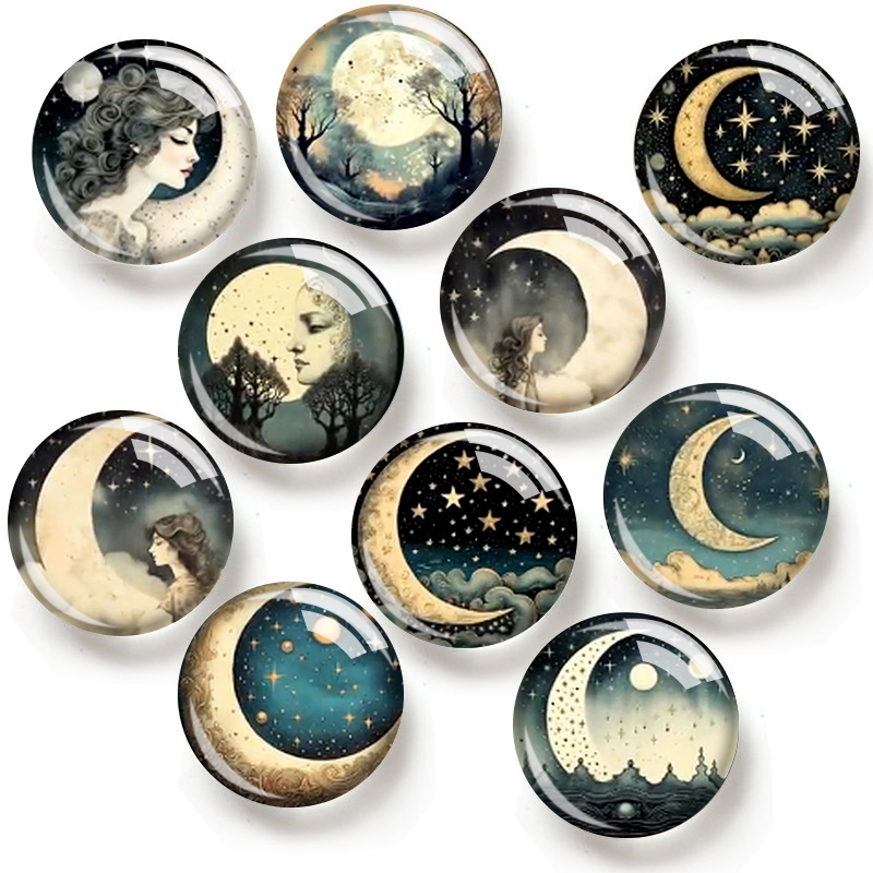 Cabujones de vidrio de 12/18/2 - Moon Star Earrings reseña y precio